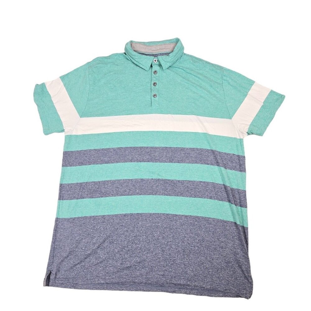 Anderson Ord Golf Shirt Mens XXL Blue White Striped Polo Performance Casual